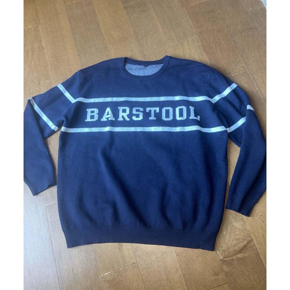 Barstool Navy Blue Long Sleeve Sweater Adult Extra Extra Large XXL